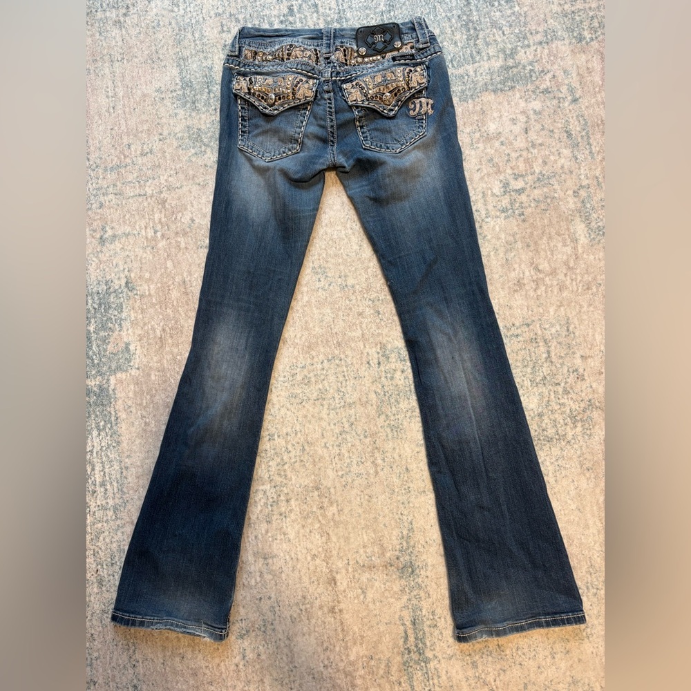 Miss Me Women's Blue Boot Cut Jeans with Embellished Pockets - Picture 3 of 7